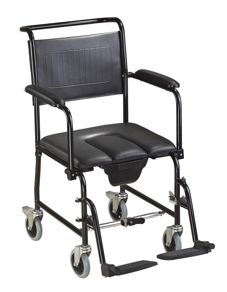 Steel Folding Commode Wheelchair Rehabilitation Therapy Supplies Commode Chair Health Care Standard Size Homecare Hospital