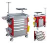 Color Moveable Hospital Emergency Trolley Hospital Furniture 4 Silent Medical Castors for Hospital ABS Plastic 5 Drawers ISO