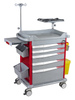 Color Moveable Hospital Emergency Trolley Hospital Furniture 4 Silent Medical Castors for Hospital ABS Plastic 5 Drawers ISO