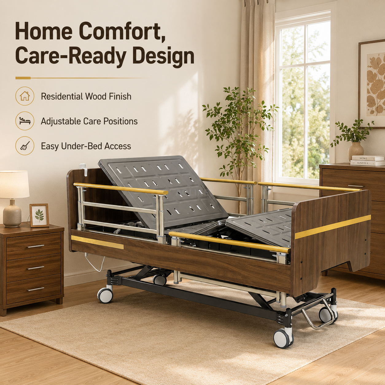 ALK-BM502HZZ steel sleeping platform and wood-finish panels