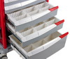 Color Moveable Hospital Emergency Trolley Hospital Furniture 4 Silent Medical Castors for Hospital ABS Plastic 5 Drawers ISO
